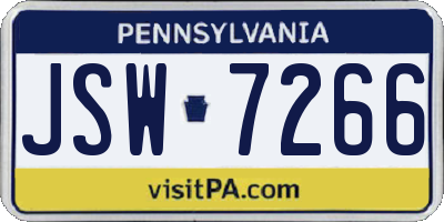 PA license plate JSW7266
