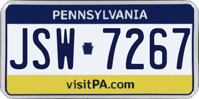 PA license plate JSW7267