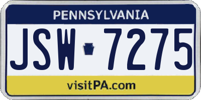 PA license plate JSW7275