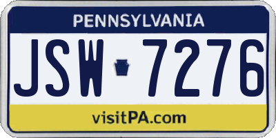 PA license plate JSW7276