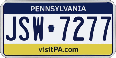 PA license plate JSW7277