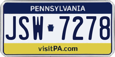PA license plate JSW7278