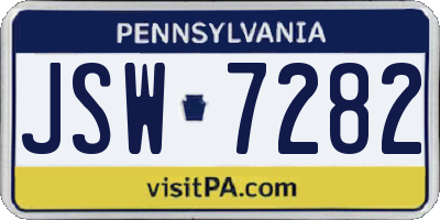 PA license plate JSW7282