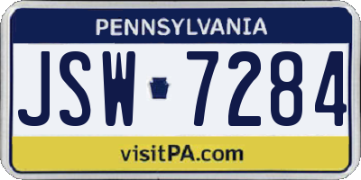 PA license plate JSW7284