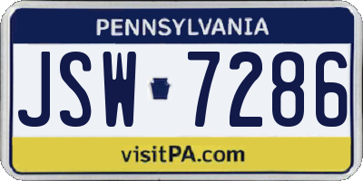 PA license plate JSW7286