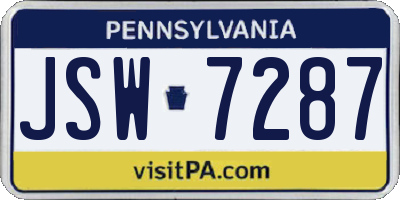 PA license plate JSW7287