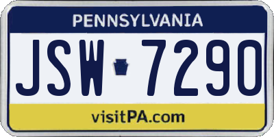 PA license plate JSW7290