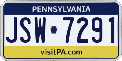 PA license plate JSW7291
