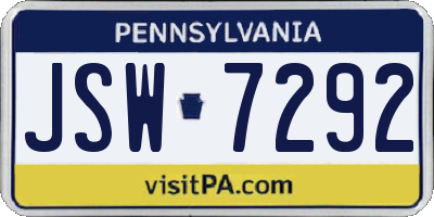 PA license plate JSW7292
