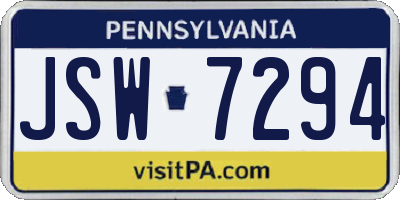 PA license plate JSW7294