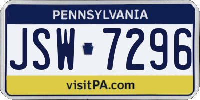 PA license plate JSW7296