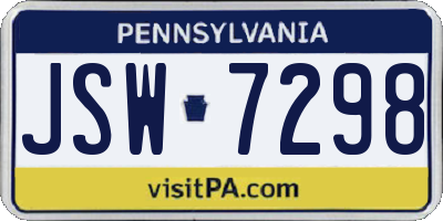 PA license plate JSW7298