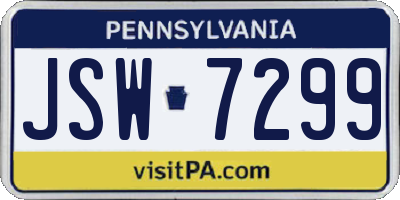 PA license plate JSW7299