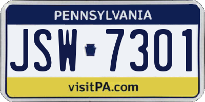 PA license plate JSW7301