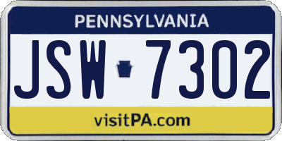 PA license plate JSW7302