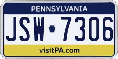 PA license plate JSW7306