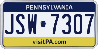 PA license plate JSW7307