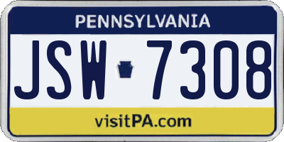 PA license plate JSW7308