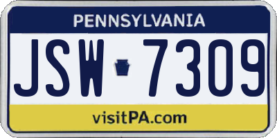 PA license plate JSW7309