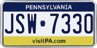 PA license plate JSW7330