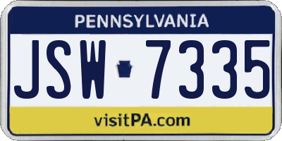PA license plate JSW7335