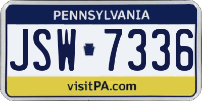 PA license plate JSW7336