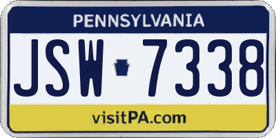 PA license plate JSW7338