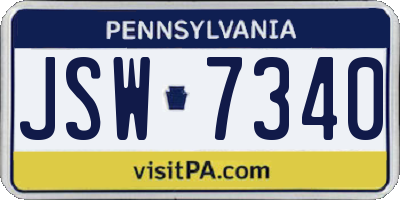PA license plate JSW7340