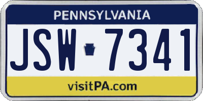 PA license plate JSW7341