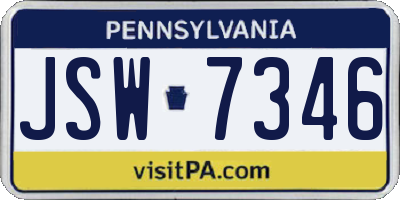 PA license plate JSW7346