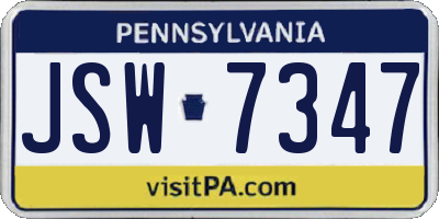 PA license plate JSW7347