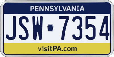 PA license plate JSW7354