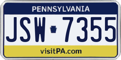 PA license plate JSW7355