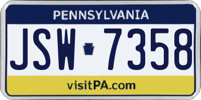 PA license plate JSW7358