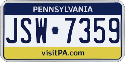 PA license plate JSW7359