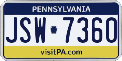 PA license plate JSW7360