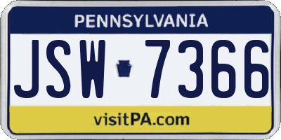 PA license plate JSW7366