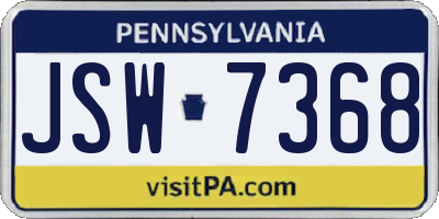 PA license plate JSW7368