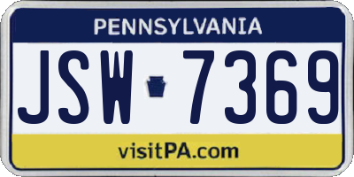 PA license plate JSW7369