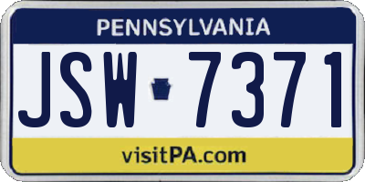 PA license plate JSW7371
