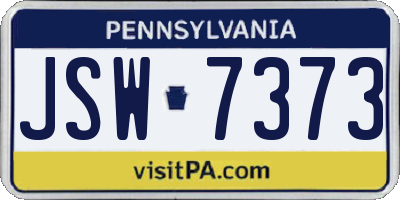 PA license plate JSW7373