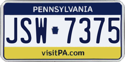 PA license plate JSW7375