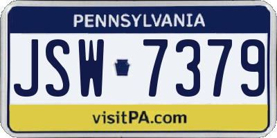 PA license plate JSW7379
