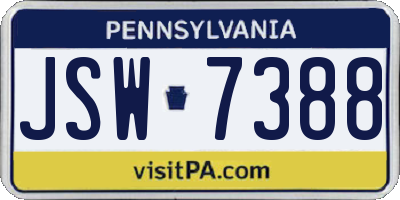 PA license plate JSW7388