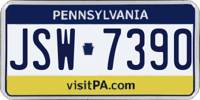 PA license plate JSW7390