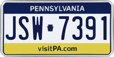PA license plate JSW7391