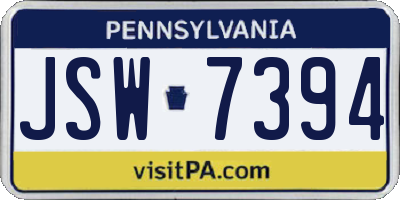 PA license plate JSW7394