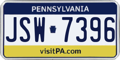 PA license plate JSW7396