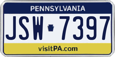 PA license plate JSW7397