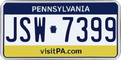PA license plate JSW7399